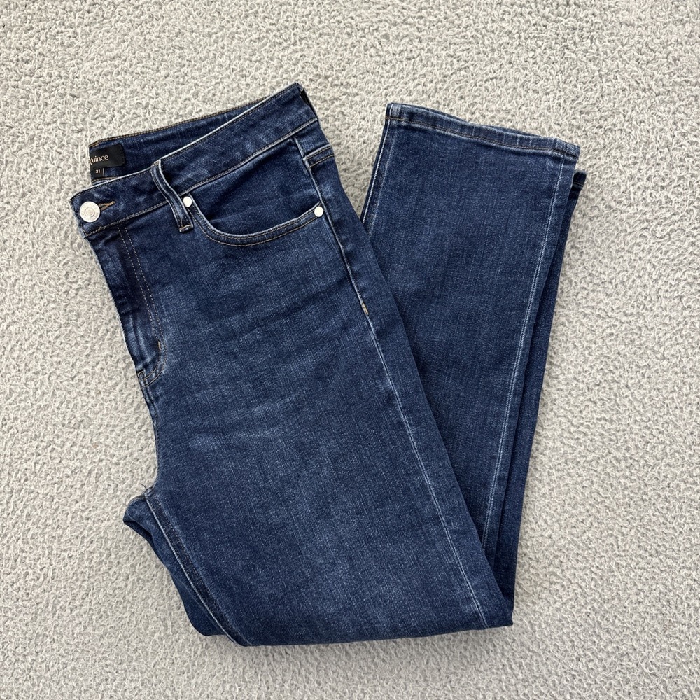 Quince Luna Mid Rise Slim Straight Jeans Organic Cotton Denim Women's 31 x 26